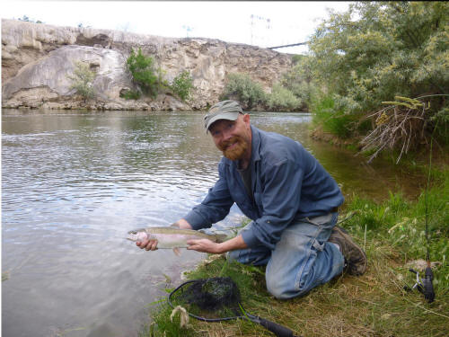 Trout fishing in the Big Horn River in Hot Springs State Park Thermopolis Wyoming. Photo courtesy of Jane Elliott.