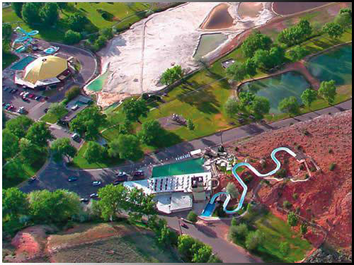 Overview of Hot Springs State Park and Tepee and Star Plunge Swimming Pools in Thermopolis Wyoming